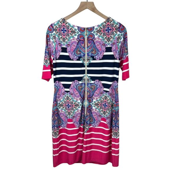 Eliza J‎ Womens Multicolor Striped Paisley Half Sleeve Jersey Sheath Dress 8 - Picture 2 of 4